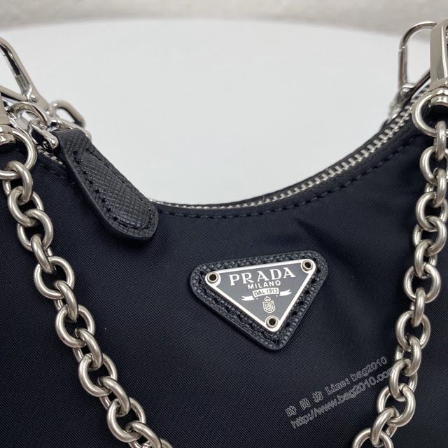 prada女包 普拉達新款mini Hobo黑色手拎包 1TT122 Prada單肩斜挎包 Prada三合一腋下包  pyd2354